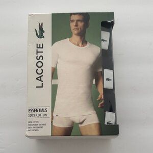 Lacoste Men's White Cotton Undershirt Set
